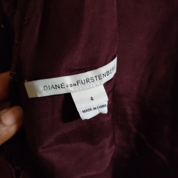 DVF Sarita flower lace dress maroon burgundy - Picture 11 of 12